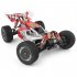 WLtoys 144001 RTR 2 4GHz RC 1 14 Scale Drift Racing Car 4WD Metal Chassis Shaft Ball Bearing Gear Hydraulic Shock Absober red with three batteries