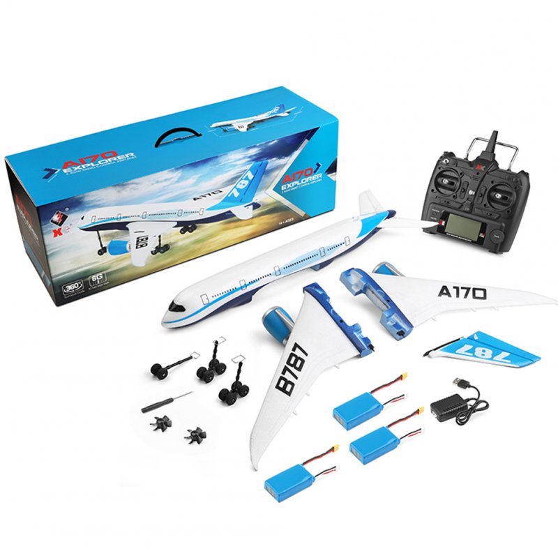 WLtoys XK A170 RC Airplane 660mm Wingspan 4 Channel Remote Control Airplane 3D/6G Brushless Motor EPO Material Outdoor Drone 3 batteries