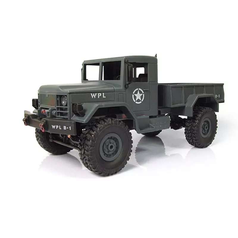 WPL B-14 RC Truck Remote Control 4 Wheel Drive Climbing Off-Road Vehicle Toy 2.4G Army Toys Car Shape with Head Lighting DIY KIT gray_Vehicle