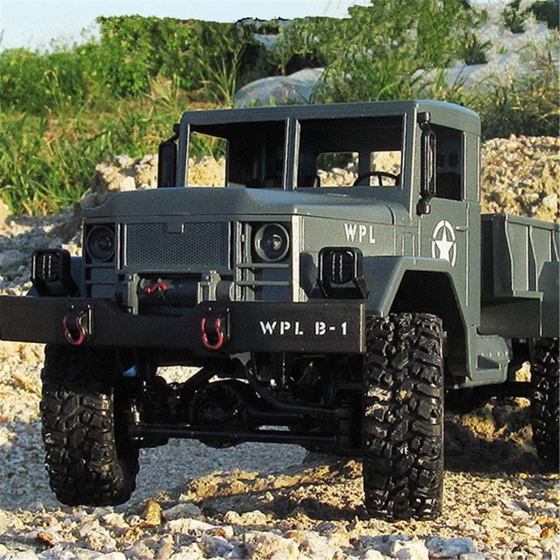 WPL B-14 RC Truck Remote Control 4 Wheel Drive Climbing Off-Road Vehicle Toy 2.4G Army Toys Car Shape with Head Lighting DIY KIT gray_KIT
