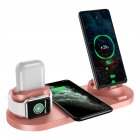 WS 6-in-1 Wireless  Charger Automatic Control Multi-port Charging Station Compatible For Iwatch Huawei Watch Mobile Phone WS5 Pink [10W]