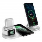 WS 6-in-1 Wireless  Charger Automatic Control Multi-port Charging Station Compatible For Iwatch Huawei Watch Mobile Phone WS5 White [15W Upgrade]