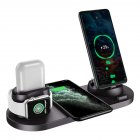 WS 6-in-1 Wireless  Charger Automatic Control Multi-port Charging Station Compatible For Iwatch Huawei Watch Mobile Phone WS5 Black [15W Upgrade]