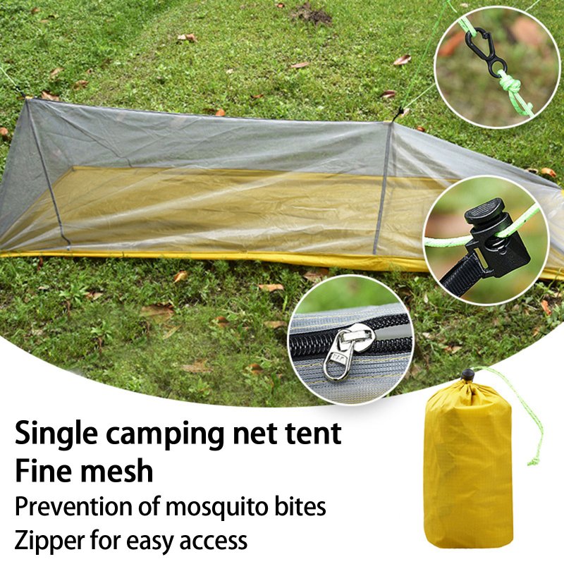 Ultralight Single Person Mesh Tent Outdoor Breathable Waterproof Portable Adjustable Tent for Camping Fishing Yellow