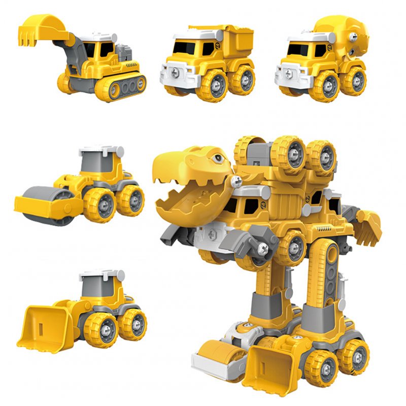 5-in-1 Assembled Deformation Robot Toy Disassembly Assembly Engineering Vehicle Toys For Boys Collection 