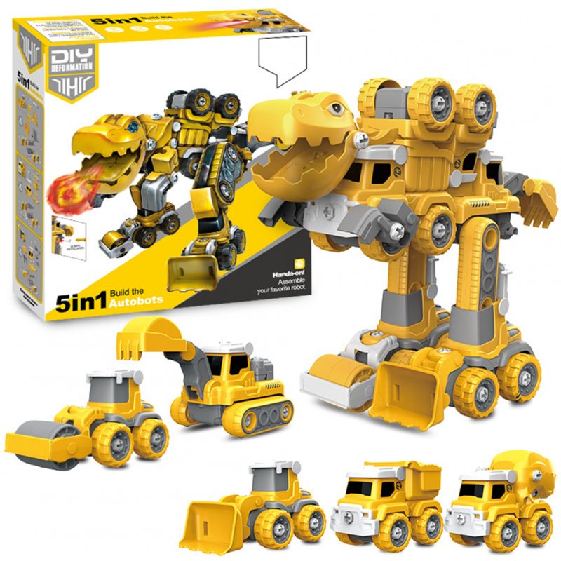 5-in-1 Assembled Deformation Robot Toy Disassembly Assembly Engineering Vehicle Toys For Boys Collection 
