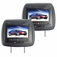 7 Inch LCD Car Headrest DVD Player + FM Transmitter - Pair (Black)