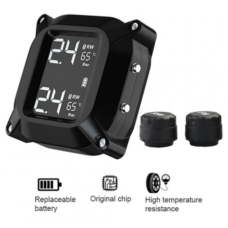 Motorcycle Wireless Tire Pressure Monitoring System Tpms High-precision Digital Display Tyre External Sensors Monitor 