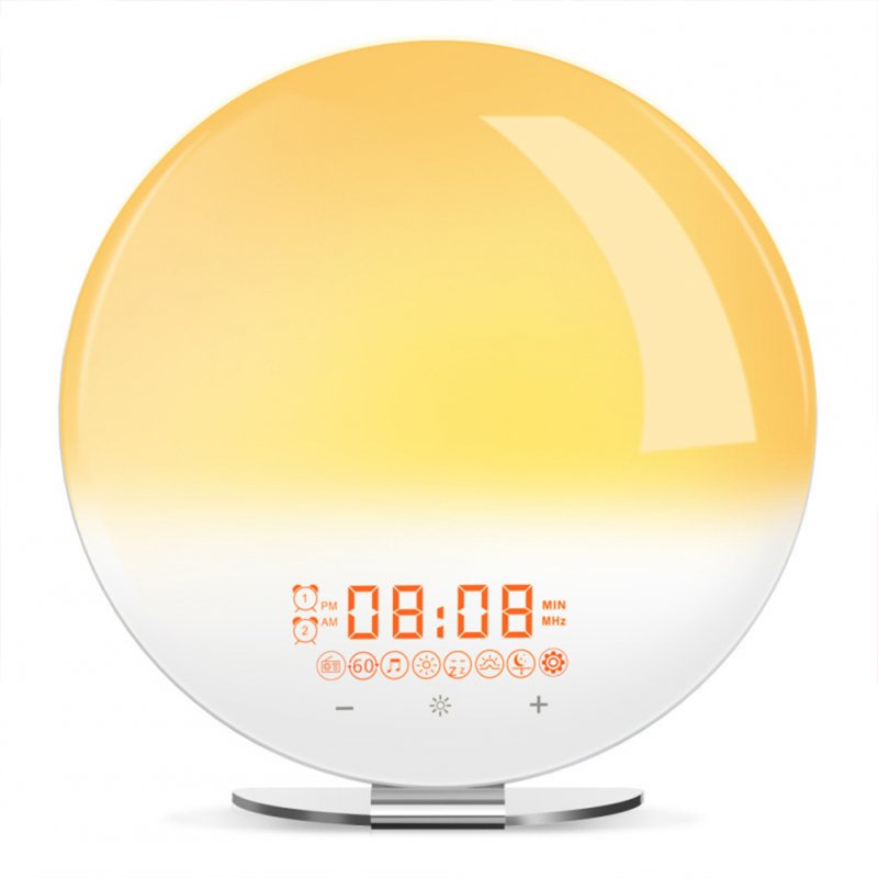Wake  Up  Light, Sunrise Sunset Alarm Clock, Colorful Lights Natural Sounds, Dual Alarms Snooze Sleep Aid Bedside Lamp For Bedroom
