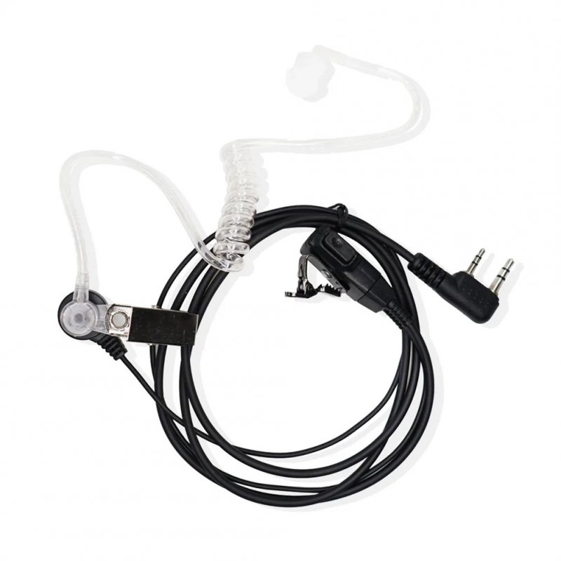 Walkie Talkie Earpiece With Mic 2 Pin Covert Air Acoustic Tube Headset Hands-free For Bouncers Nightclubs black