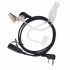 Walkie Talkie Earpiece With Mic 2 Pin Covert Air Acoustic Tube Headset Hands free For Bouncers Nightclubs black