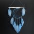 Wall Hanging Dream Catchers With Natural Feathers Wood Stick Wind Chimes Home Craft For Wall Hanging Home Decoration sky blue