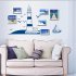 Wall Sticker with Blue Sailboat Seagull Pattern for Photo Frame Wall Background Decoration 50CMX22 5CM
