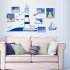 Wall Sticker with Blue Sailboat Seagull Pattern for Photo Frame Wall Background Decoration 50CMX22 5CM