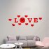 Wall clock creative wall stickers mirror stickers 3d stereo wall stickers acrylic mirror wall stickers LOVE red