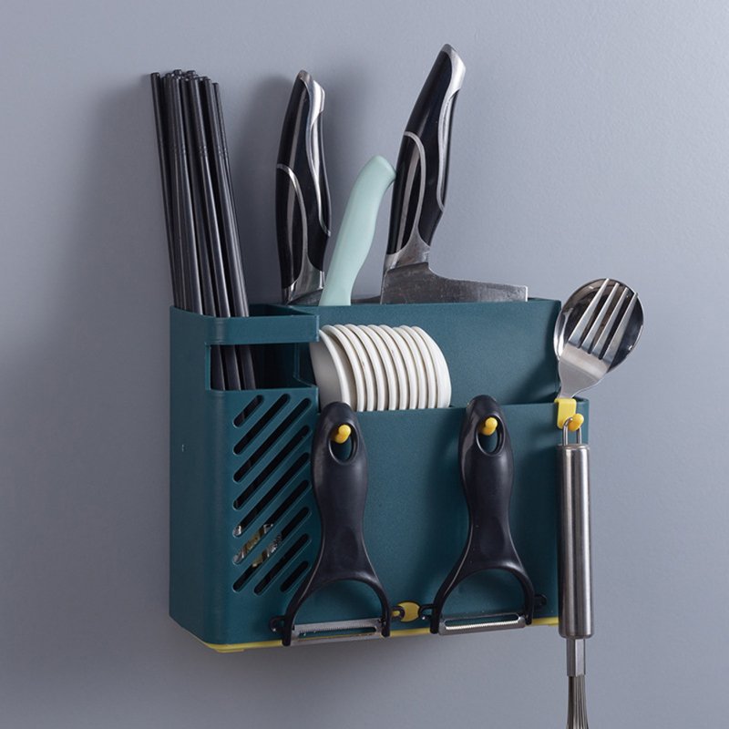 Wall-mounted Drain Holder Multifunction Kitchen Tableware Spoon Cutter Storage Towel Rack Moran