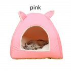 Warm Cave Lovely Rabbit Ears Shape Puppy Winter Bed House Kennel Fleece Soft Nest for Pet Cat Dog  Pink S