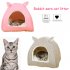 Warm Cave Lovely Rabbit Ears Shape Puppy Winter Bed House Kennel Fleece Soft Nest for Pet Cat Dog  Pink L