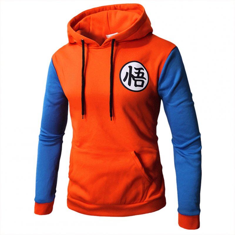 Warm Characters Printing Series Casual Baseball Hoodie Orange blue_XL