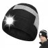 Warm Knitted Hat With Led Lamp Fashion Contrast Color Beanie Hat Rechargeable Led Light For Outdoor Hiking Camping black gray