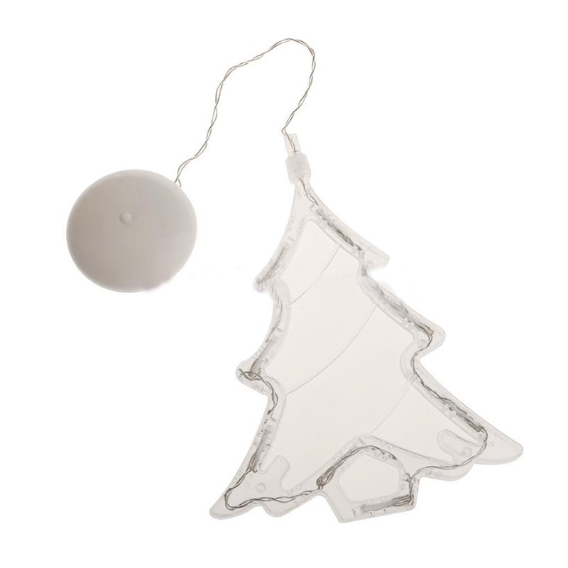 Warm White Christmas Tree Light, 8 LED Spots Sucker Lamp Window Ornament, Indoor Decoration, Battery Operated