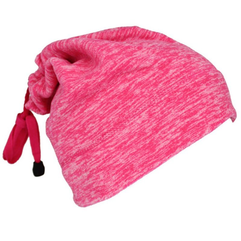 Warmful Scarf Hat Dual Purpose Autumn Winter Scarf Collar O Ring Neckerchief Warm Neck Fleece Thickened Neck Scarf YL-WB-05 Rose Red_One size