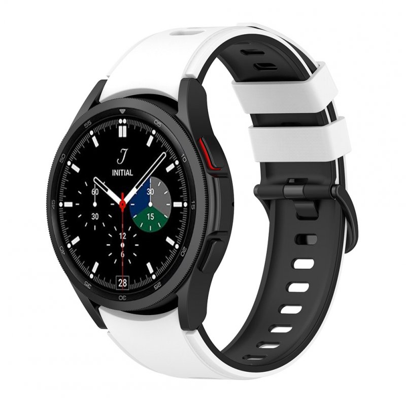 Watch Band Wristband Compatible For Samsung Galaxy Watch5 Watch4 Classic Dual-color Sports Silicone Strap white and black