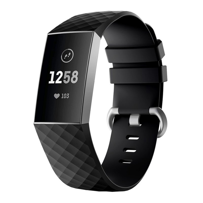 Watch Bands Compatible with Fitbit Charge 3/ Fitbit Charge 4 Waterproof Replacement Watch Strap Wristband black_L