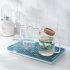 Water  Drainer Double Layer Dish Rack Multifunctional Tray For Kitchen blue