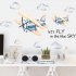 Watercolor Airplane Pattern Wall Sticker Kids Baby Rooms Home Decoration Nursery Wallpaper 45   60cm   2pcs
