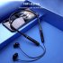 Waterproof Bluetooth compatible  Earphones Hanging Neck Wireless Headset Sports In ear Stereo Noise Cancelling Headphones black