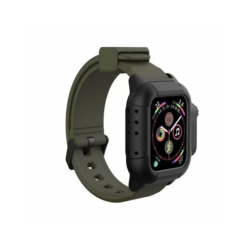Waterproof Case for Apple Watch Band 4 iWatch Bands Silicone Strap 44mm 40mm Bracelet Smart Watch Accessories  ArmyGreen_40MM