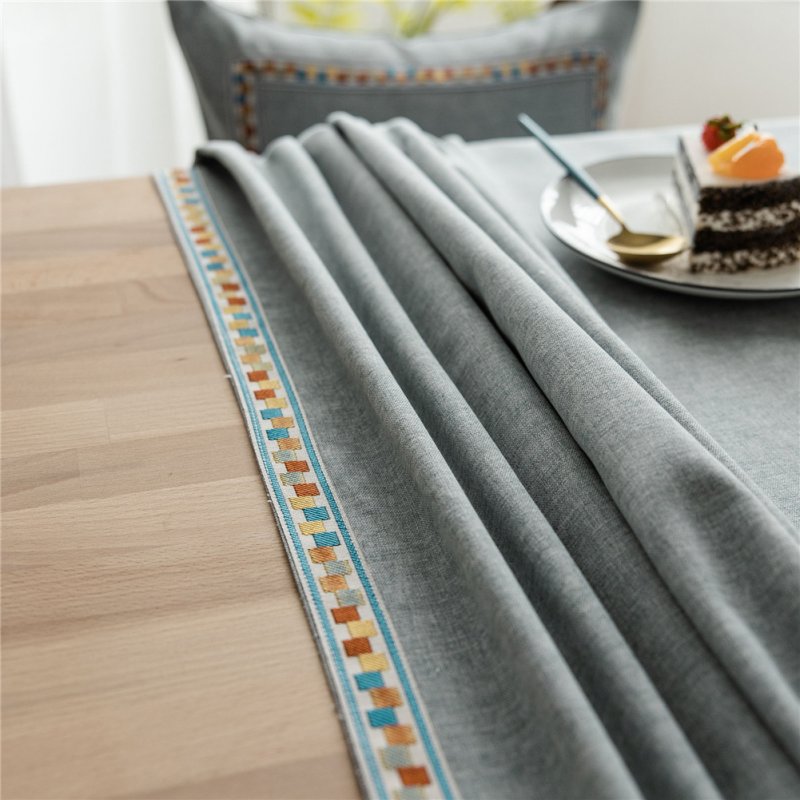 Waterproof Embroidery Table  Cloth Decorative Fabric Table Cover For Outdoor Indoor Grey_140*200cm