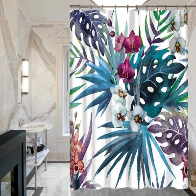 Wholesale Waterproof Flower Leaf Printing Shower Curtain With