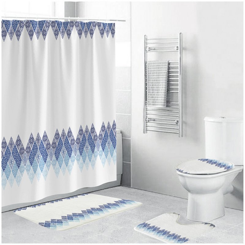 Waterproof Shower  Curtain 180*180cm Non-slip Rug Toilet  Lid  Cover Bath  Mat For Bathroom yul-1715-Lingge upper and lower shower curtain