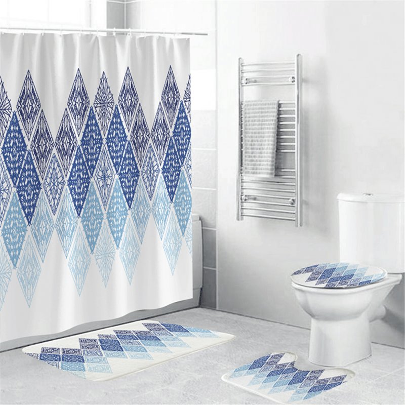 Waterproof Shower  Curtain 180*180cm Non-slip Rug Toilet  Lid  Cover Bath  Mat For Bathroom yul-1714-Lingge