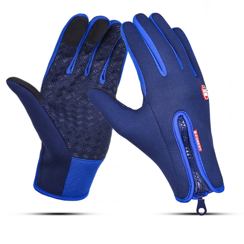 Waterproof Sports Gloves Touch Screen Glove Anti Slip Palm for Driving Cycling Skiing Dark Blue_M