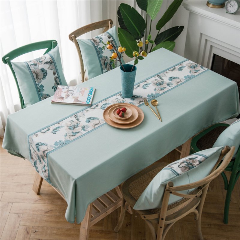 Waterproof Table  Cloth Decorative Fabric Embroidery Table Cover For Outdoor Indoor Green flower embroidery_135*180cm