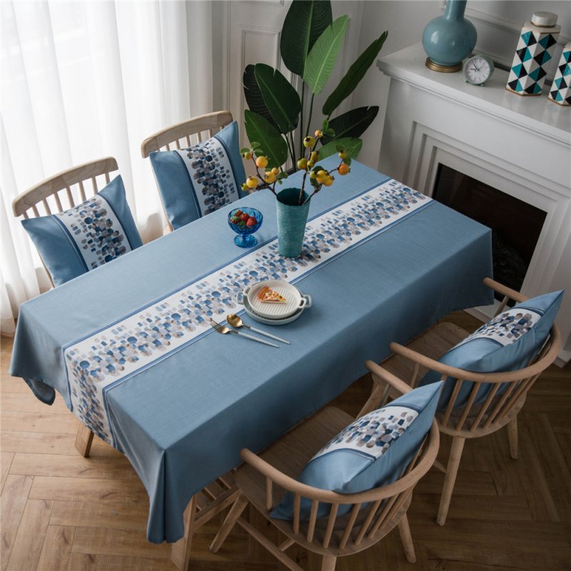 Waterproof Table  Cloth Decorative Fabric Embroidery Table Cover For Outdoor Indoor Blue stone embroidery_135*135cm