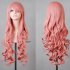 Wavy Hair Cosplay Long Wigs for Women Ladies Heat Resistant Synthetic Wig Smoke pink