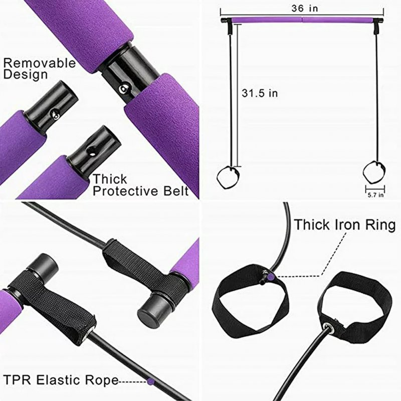 Pilates Bar With Resistance Bands Kit Portable Pilates Bar Stick Home Workout Pilate Bar For Gym Fitness 