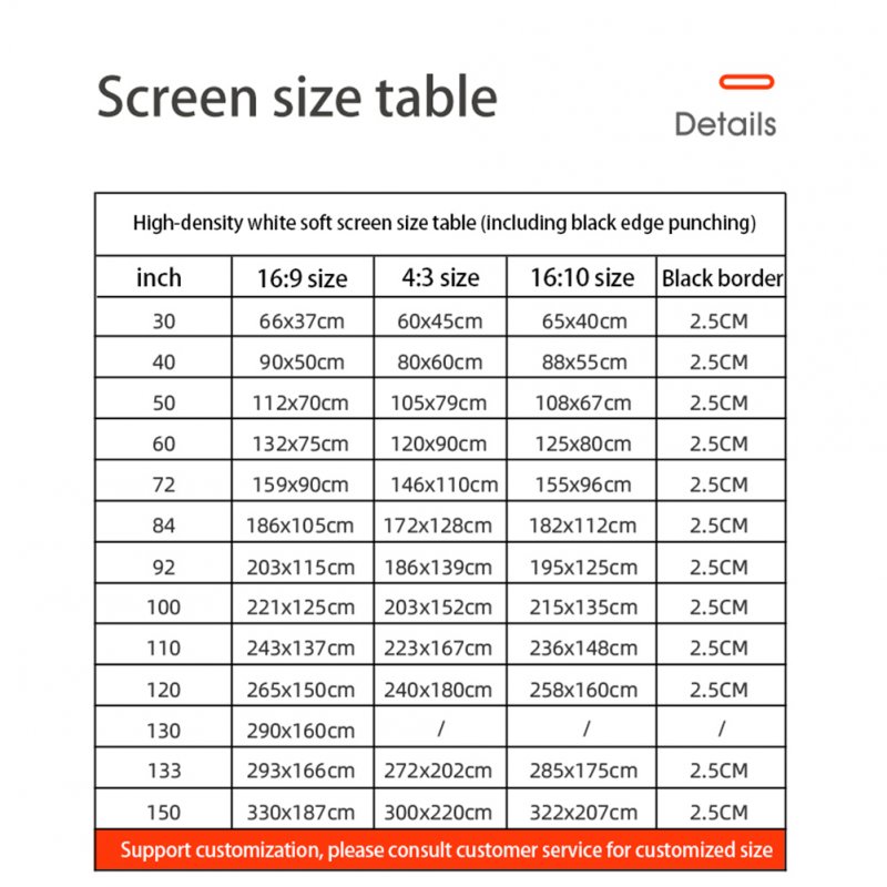 Mobile Portable Projector Screen 60-150 Inch High-density 4k Hd Simple Video Projector Curtain For Home Outdoor 