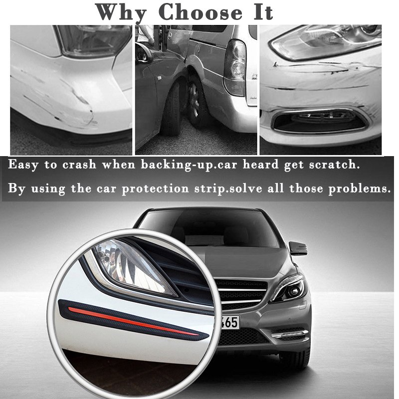 Carbon Fiber Car Bumper Scuff Protector Anti-Scratch Strips Sticker Auto Body Protector 