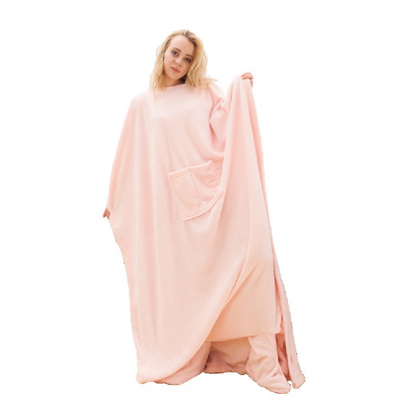 Wearable Fleece Blanket with Sleeves Pockets for Adult Women Men Wrap Throw Blanket