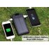 Weatherproof  dustproof and shockproof Solar Powered Charger features a 12000mAh Lithium Battery and Dual USB Output for charging multiple devices