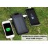 Weatherproof  dustproof and shockproof Solar Powered Charger features a 12000mAh Lithium Battery and Dual USB Output for charging multiple devices