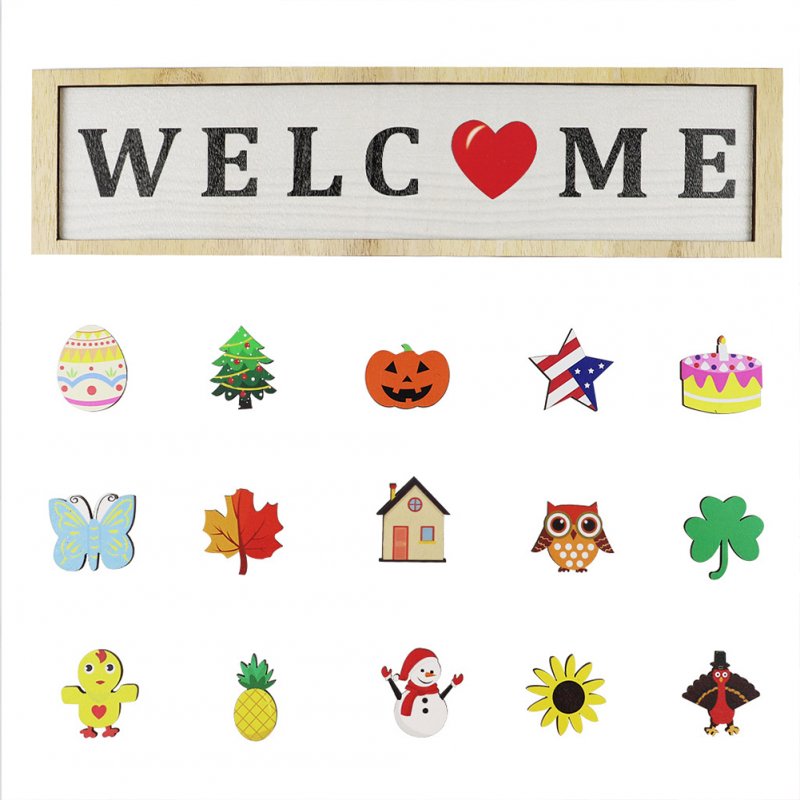 Welcome  Sign Door Hanging Board Wooden Home Decorative Ornaments With Replacable Accessories JM00472_welcome