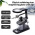 Welding Tools With 3X 4 5X 25X Magnifying Glass 3 Hand Clamp Illuminated LED Clip Holder Soldering Iron Stand For Welding Repairing 7026 black