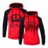 Wen and Women Couple Hooded Black and White Loose Pullover Shirt Red KING 2XL
