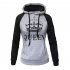 Wen and Women Couple Hooded Black and White Loose Pullover Shirt Light gray   QUEEN L